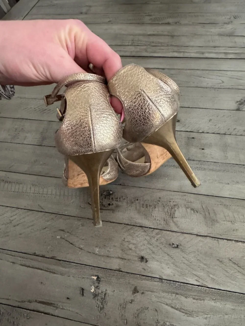 Jimmy Choo Ivette Lang Mirror Stiletto Heel Strappy Leather Pumps Gold 38